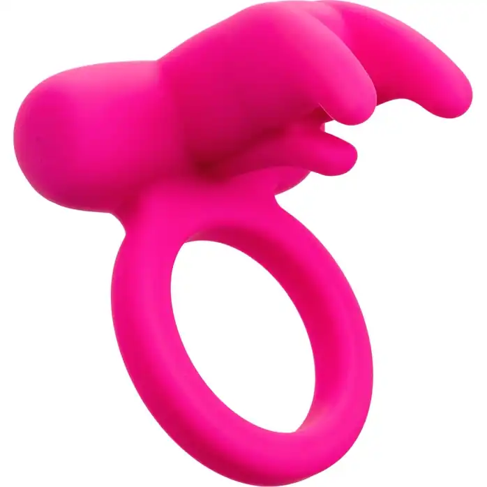 Розовое перезаряжаемое кольцо Silicone Rechargeable Triple Clit Flicker - Couples Enhancers