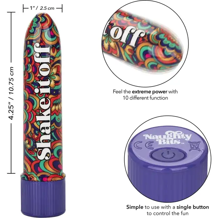 Мини-вибратор Shake It Off Powerful Mini Vibrator - 12,75 см - Naughty Bits. Фотография 3.