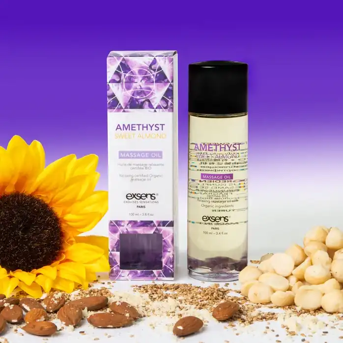 Органическое массажное масло AMETHYST SWEET ALMOND - 100 мл. Фотография 4.