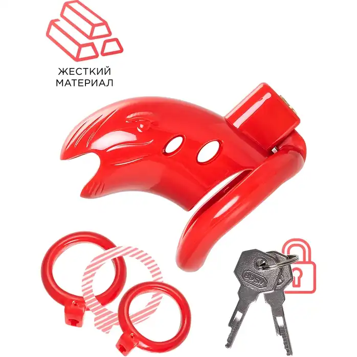 Красный мужской пояс верности из пластика - Black Red. Фотография 3.