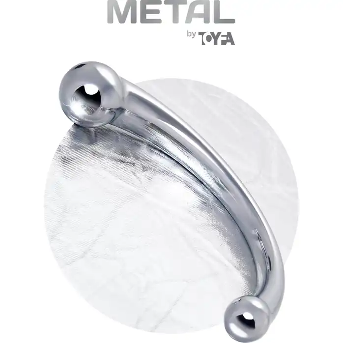 Серебристый двусторонний металлический дилдо - 21 см - Metal. Фотография 7.