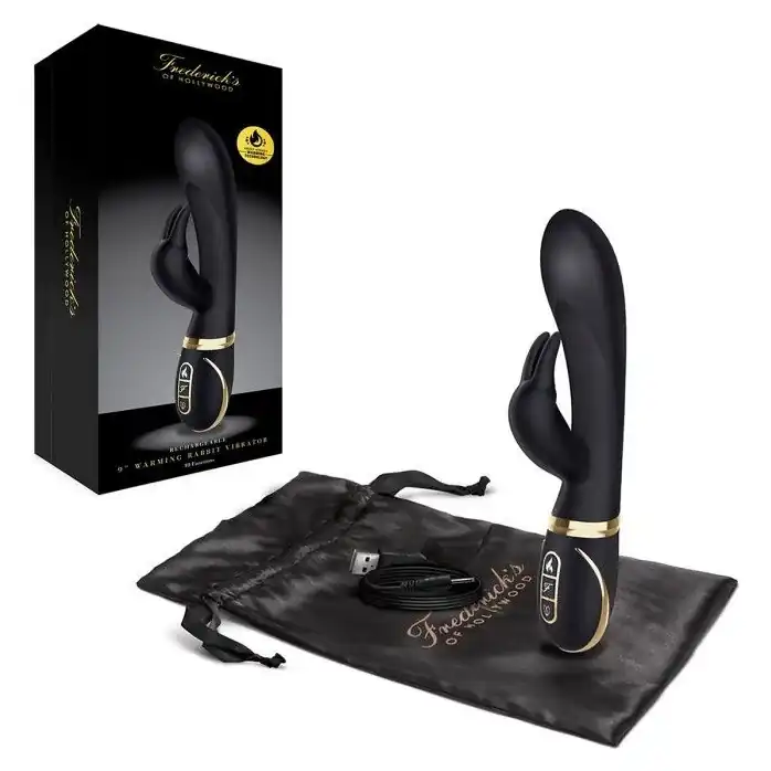Черный вибратор-кролик с эффектом нагрева Warming Rabbit Vibrator. Фотография 3.