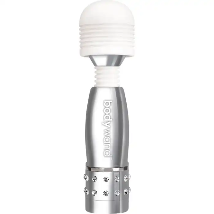Серебристый жезловый мини-вибратор с кристаллами Mini Massager Silver Edition
