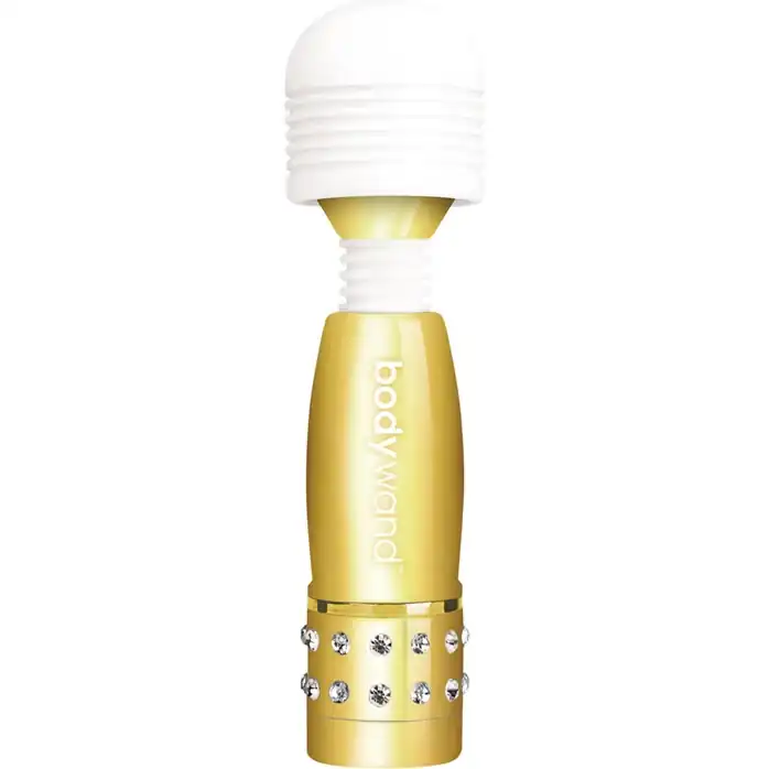 Золотистый жезловый мини-вибратор с кристаллами Mini Massager Gold Edition