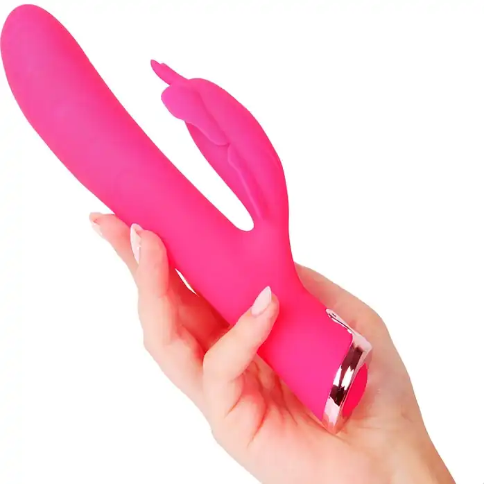 Розовый перезаряжаемый вибратор-кролик с 10 режимами вибрации - 21 см - COSMO ORGASM. Фотография 2.