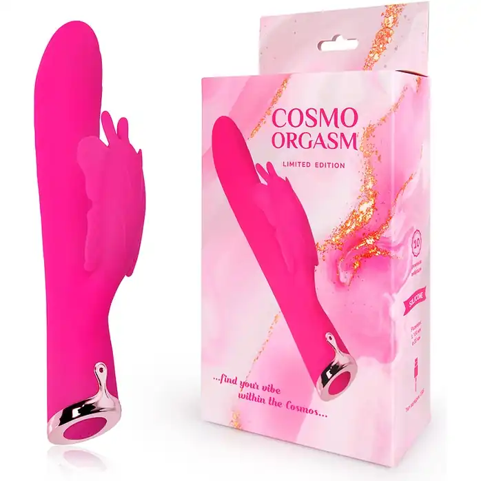 Розовый перезаряжаемый вибратор-кролик с 10 режимами вибрации - 21 см - COSMO ORGASM. Фотография 5.