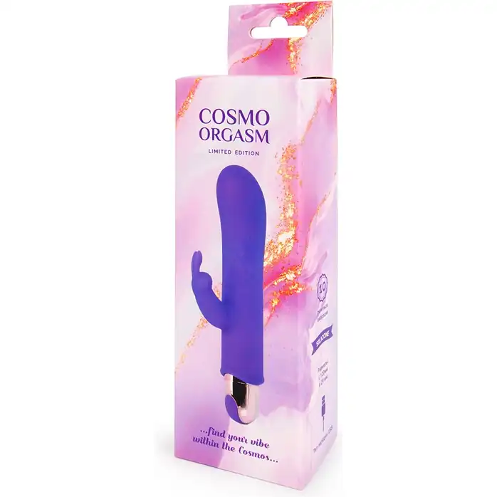Фиолетовый мини-вибратор с клиторальным зайчиком - 14 см - COSMO ORGASM. Фотография 5.
