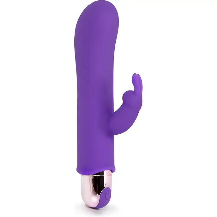 Фиолетовый мини-вибратор с клиторальным зайчиком - 14 см - COSMO ORGASM