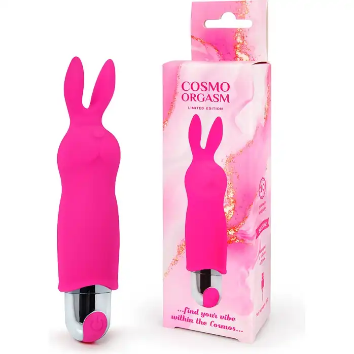 Розовый вибромассажёр в форме зайчика - 12,5 см - COSMO ORGASM. Фотография 4.