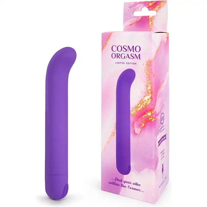 Фиолетовый вибромассажёр с загнутым кончиком - 13 см - COSMO ORGASM. Фотография 4.