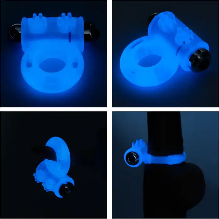 Голубое, светящееся в темноте эрекционное виброкольцо Lumino Play Vibrating Penis Ring. Фотография 4.
