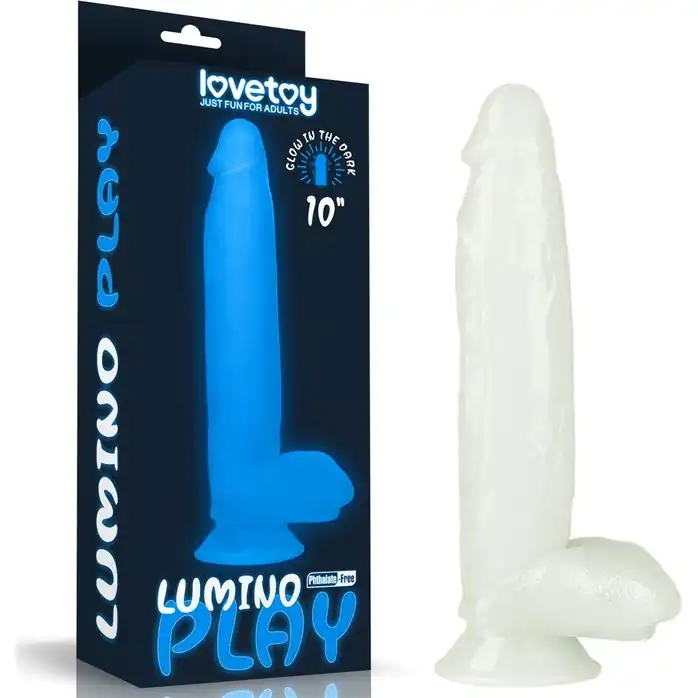 Прозрачный, светящийся в темноте фаллоимитатор Lumino Play Dildo - 26 см