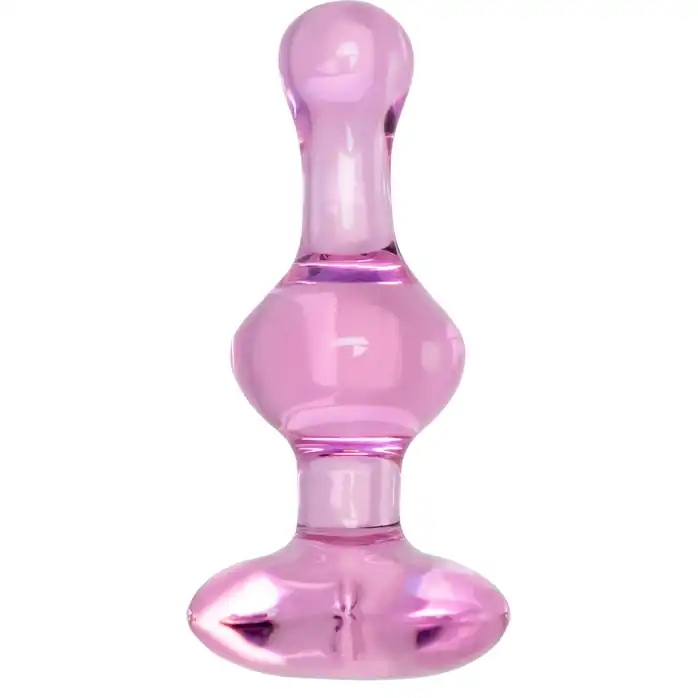 Розовая фигурная анальная втулка - 9,8 см - Sexus Glass