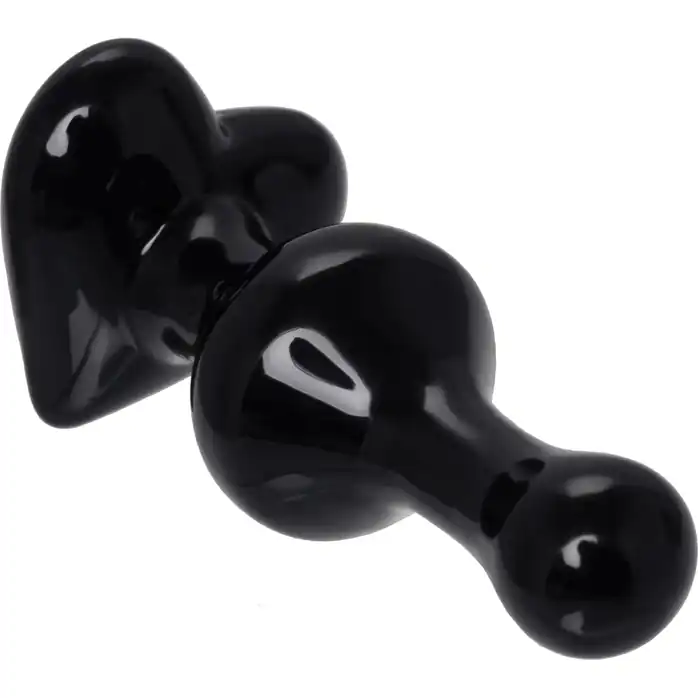 Черная фигурная анальная втулка - 9,8 см - Sexus Glass. Фотография 6.