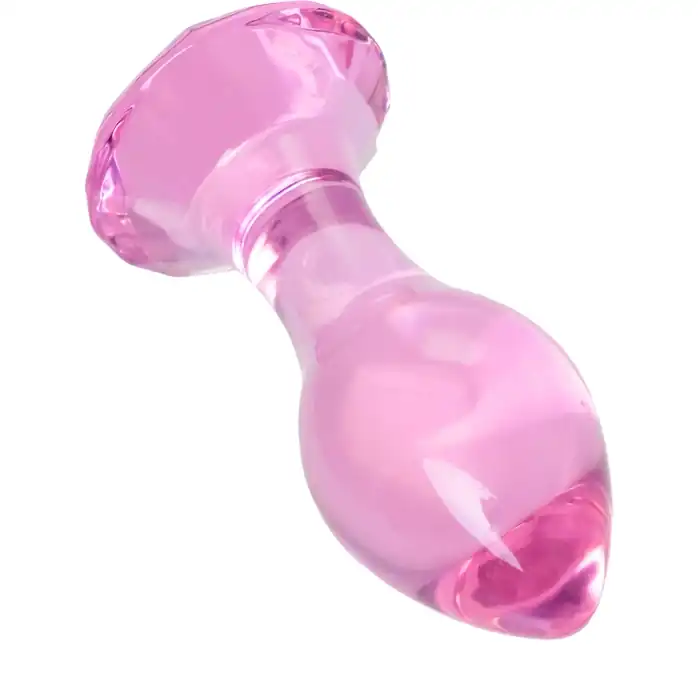Розовая анальная втулка из стекла - 8,5 см - Sexus Glass. Фотография 5.