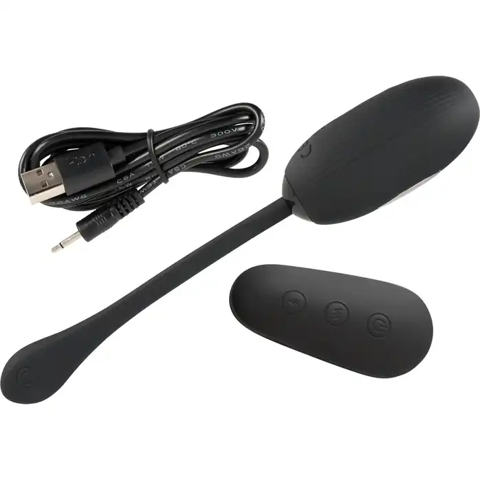Черное виброяйцо с электростимуляцией Vibrating E-Stim Love Ball. Фотография 10.