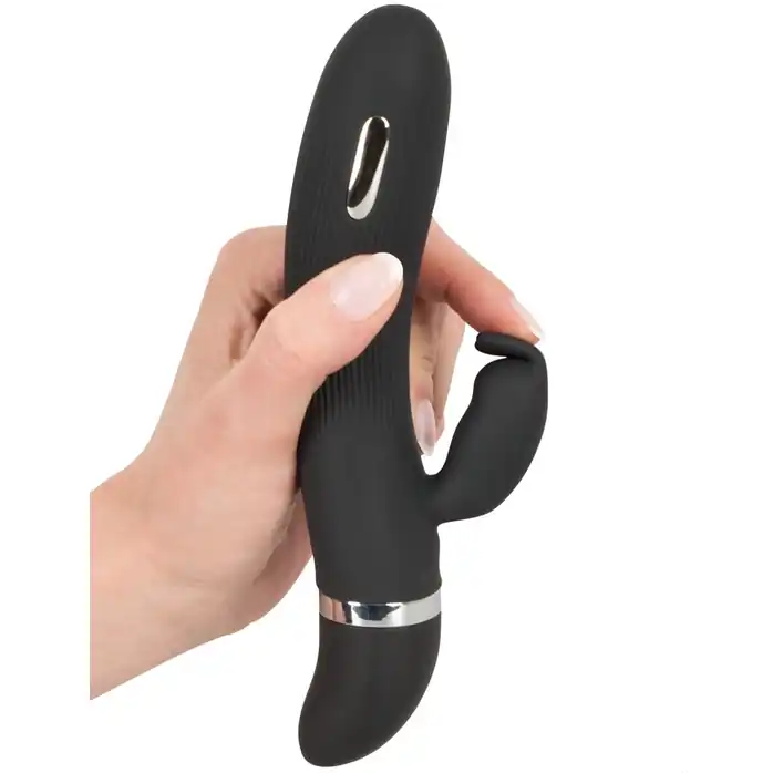 Черный вибратор-кролик с электростимуляцией E-Stim Rabbit Vibrator - 19,3 см. Фотография 4.