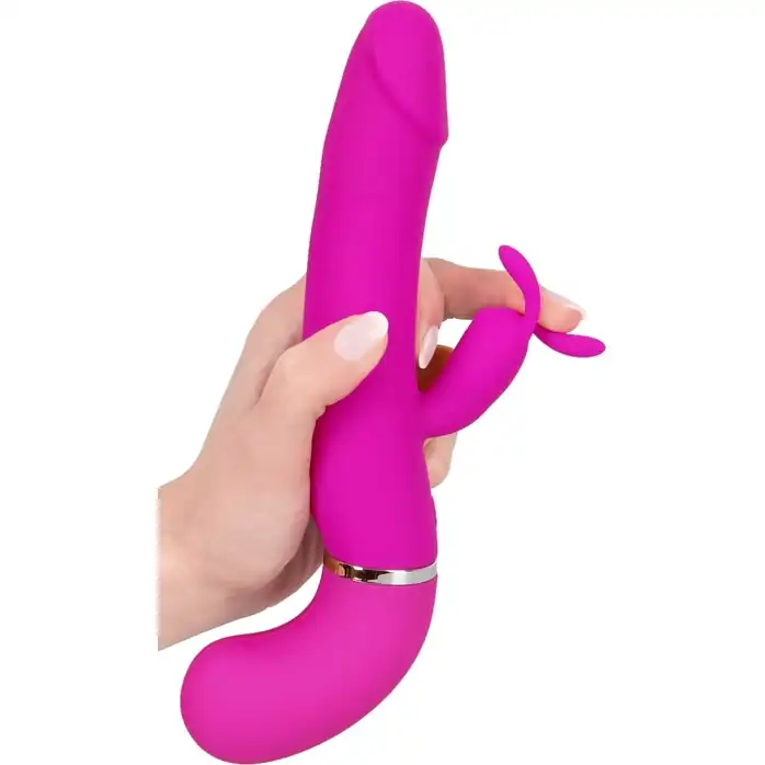 Лиловый вибратор-кролик с функцией сквирта Cumshot Rabbit Vibrator - 24 см. Фотография 2.