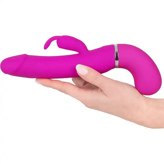 Лиловый вибратор-кролик с функцией сквирта Cumshot Rabbit Vibrator - 24 см. Фотография 4.