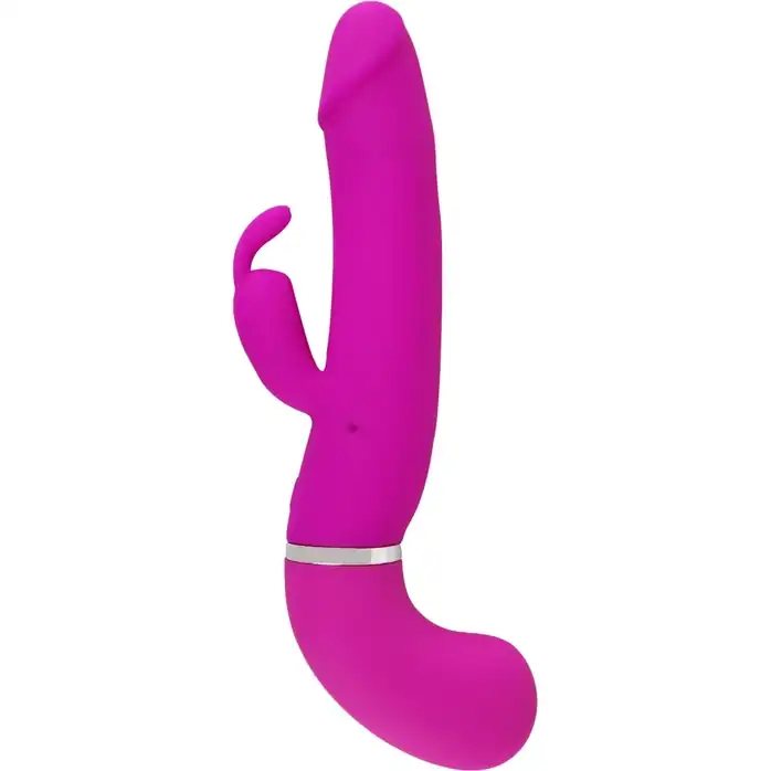 Лиловый вибратор-кролик с функцией сквирта Cumshot Rabbit Vibrator - 24 см. Фотография 6.