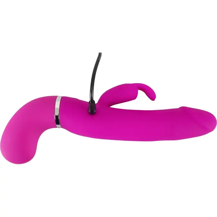 Лиловый вибратор-кролик с функцией сквирта Cumshot Rabbit Vibrator - 24 см. Фотография 9.
