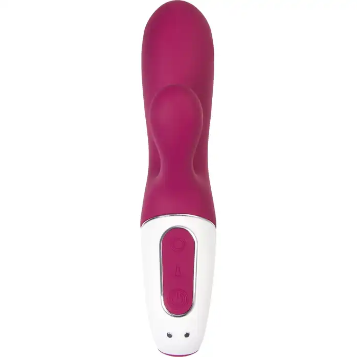 Малиновый вибратор-кролик Hot Bunny с функцией нагрева - 17,5 см. Фотография 5.