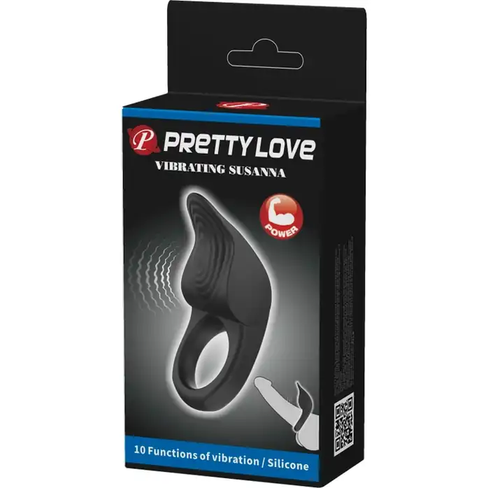 Черное эрекционное кольцо с вибрацией Vibrating Susanna - Pretty Love. Фотография 5.