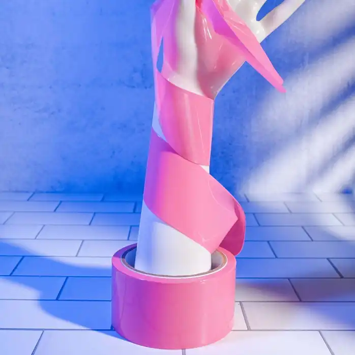 Розовая лента для бондажа Pink Bondage Tape - 20 м. Фотография 10.