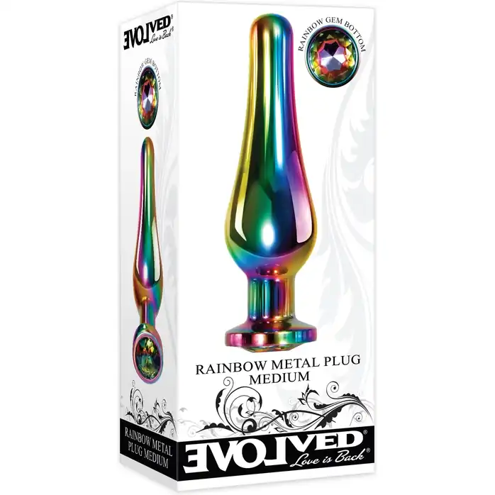 Радужная металлическая пробка Rainbow Metal Plug Medium - 11,1 см. Фотография 4.