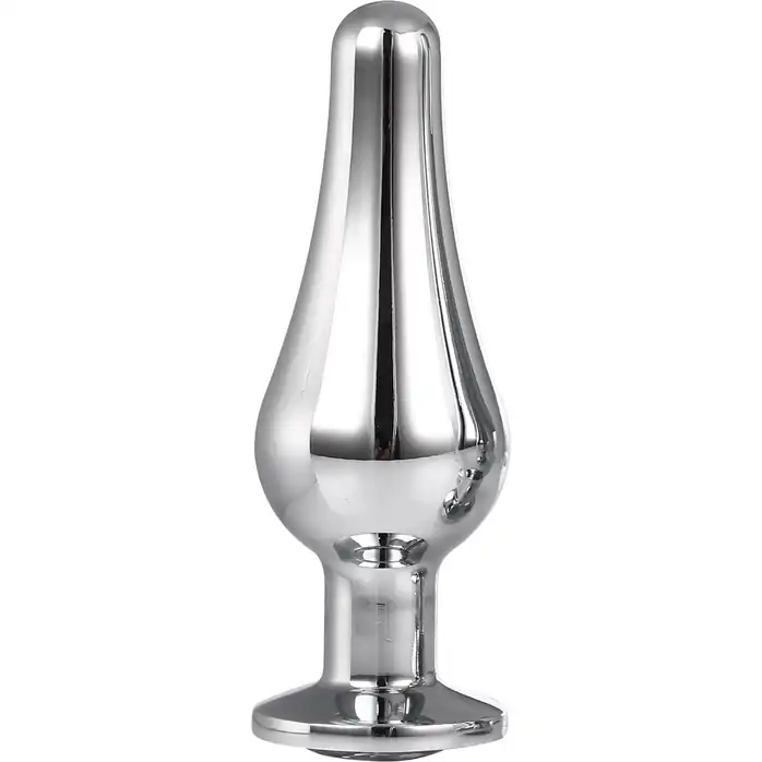 Серебристая анальная пробка с кристаллом Silver Pleasure Plug S - 9 см - Gleaming Love. Фотография 3.