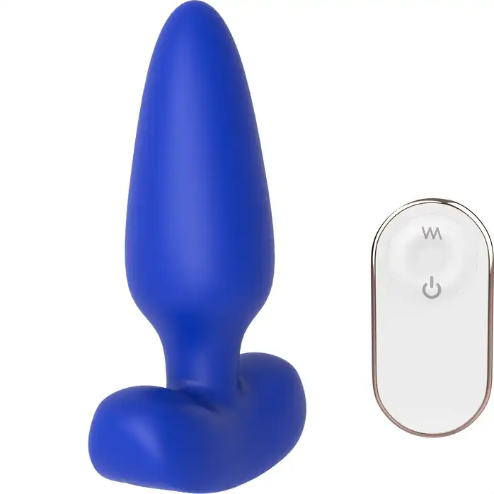 Синяя анальная пробка с пультом ДУ Remote Anal Plug - 12 см - Cheeky Love. Фотография 3.