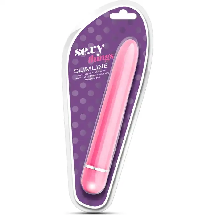 Розовый тонкий классический вибратор Slimline Vibe - 17,8 см - Sexy Things. Фотография 4.
