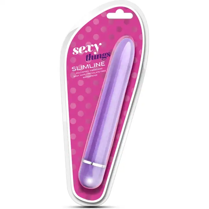 Фиолетовый тонкий классический вибратор Slimline Vibe - 17,8 см - Sexy Things. Фотография 3.