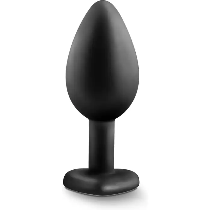 Черная анальная втулка с прозрачным кристаллом в виде сердечка Bling Plug Small - 7,6 см - Temptasia. Фотография 3.