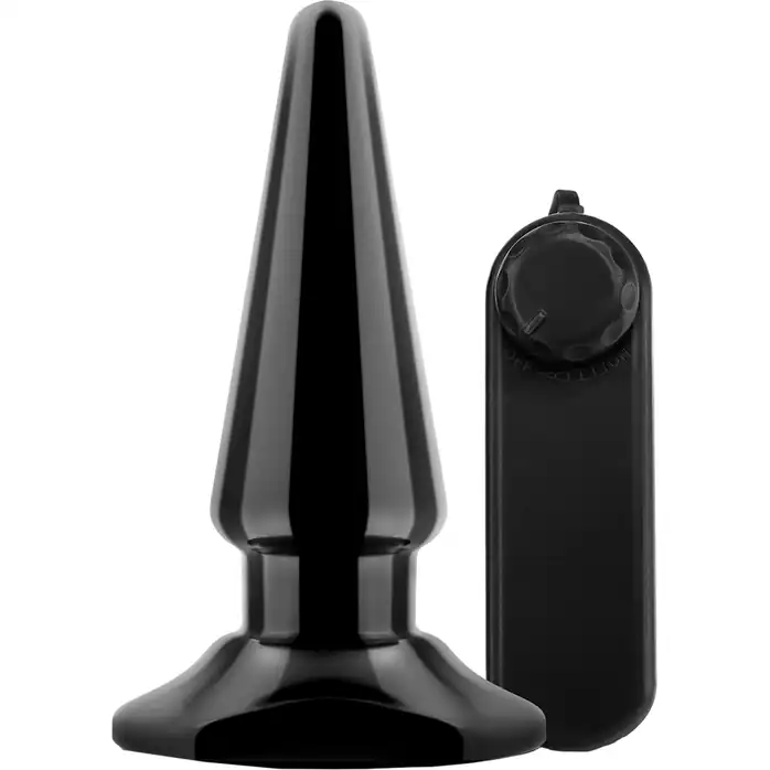 Черная анальная пробка с вибрацией Basic Vibrating Anal Pleaser - 10,2 см - Anal Adventures. Фотография 3.