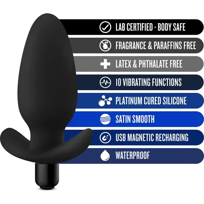 Черная анальная вибропробка Silicone Saddle Plug - 12,1 см - Anal Adventures Platinum. Фотография 6.