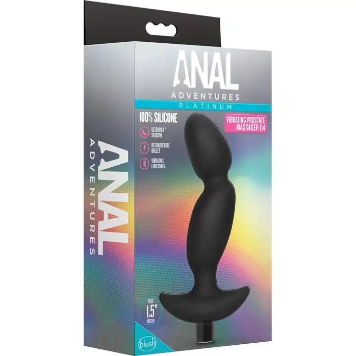 Черный анальный вибратор Silicone Vibrating Prostate Massager 04 - 16,5 см - Anal Adventures Platinum. Фотография 2.