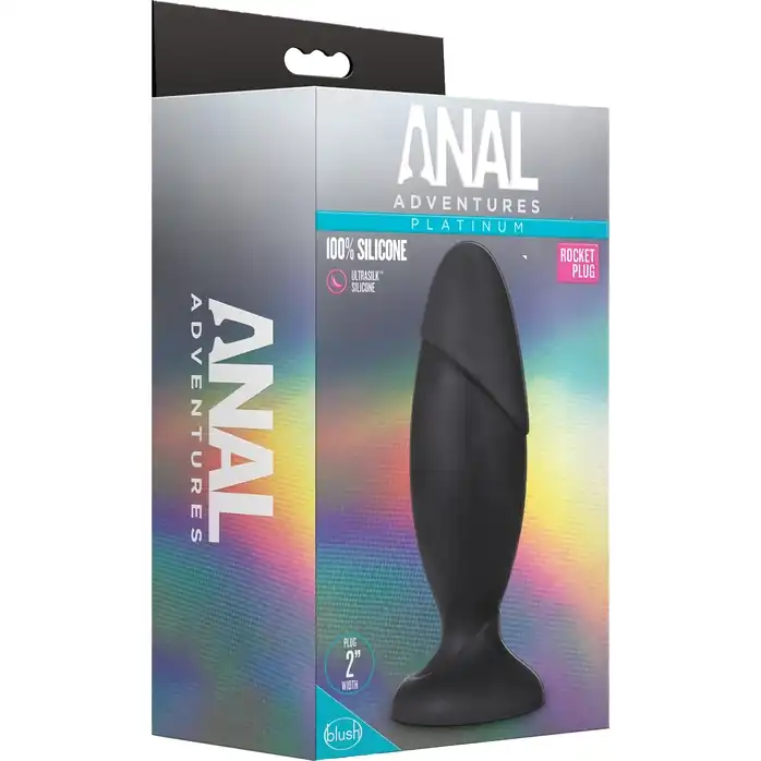 Черная силиконовая пробка Silicone Rocket Plug - 16,5 см - Anal Adventures Platinum. Фотография 3.