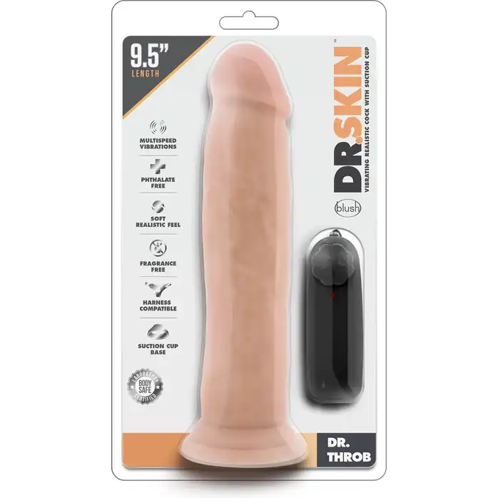 Телесный вибратор-реалистик Dr. Throb 9.5 Inch Vibrating Realistic Cock - 24,1 см - Dr. Skin. Фотография 2.