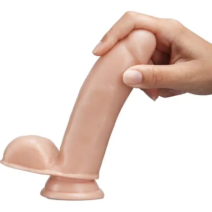 Телесный фаллоимитатор 7 inch Self Lubricating Dildo with Balls - 17,8 см - Dr. Skin Glide. Фотография 3.