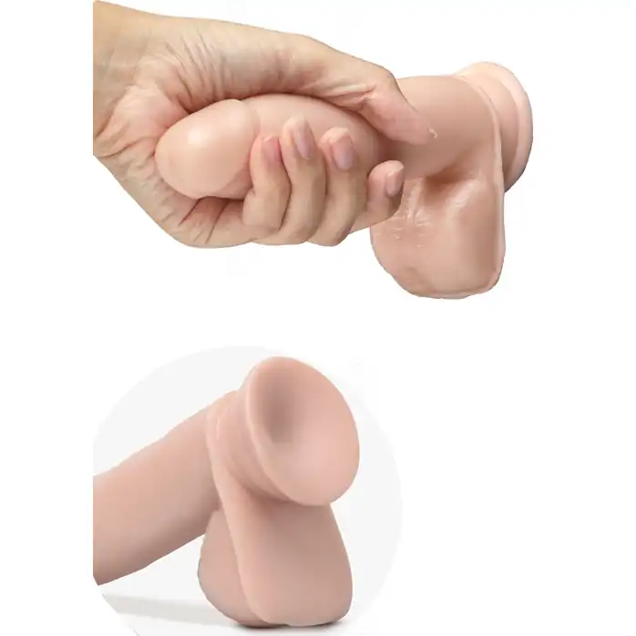 Телесный фаллоимитатор 7 inch Self Lubricating Dildo with Balls - 17,8 см - Dr. Skin Glide. Фотография 4.