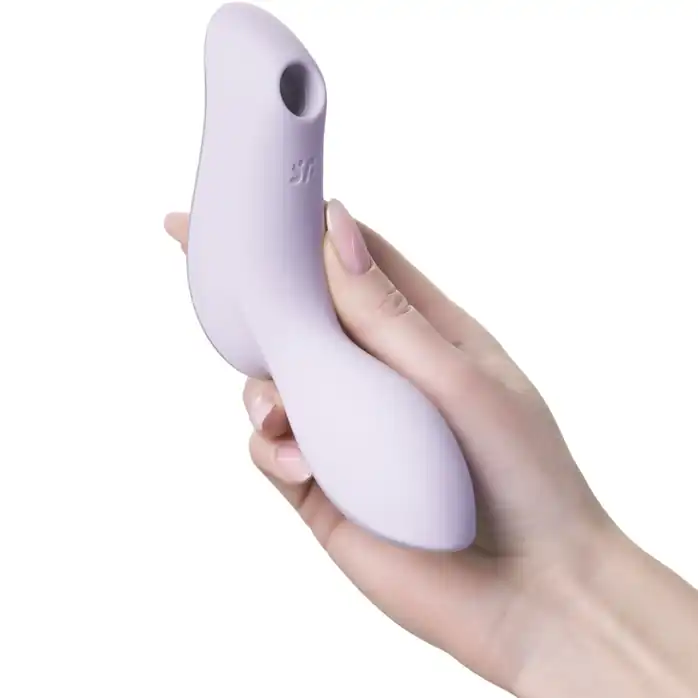 Сиреневый вибромассажер с вакуумной стимуляцией Curvy Trinity 2. Фотография 4.