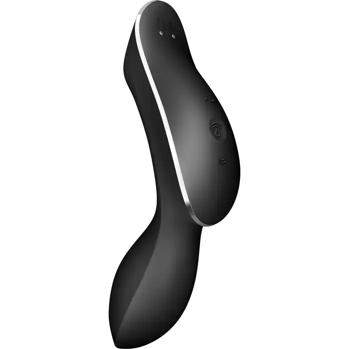Черный вибромассажер с вакуумной стимуляцией Curvy Trinity 2. Фотография 4.