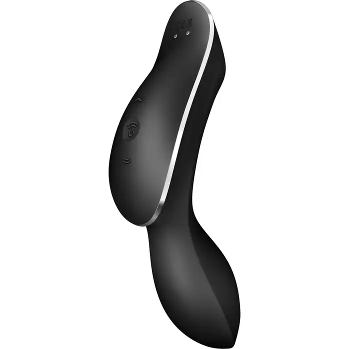 Черный вибромассажер с вакуумной стимуляцией Curvy Trinity 2. Фотография 6.