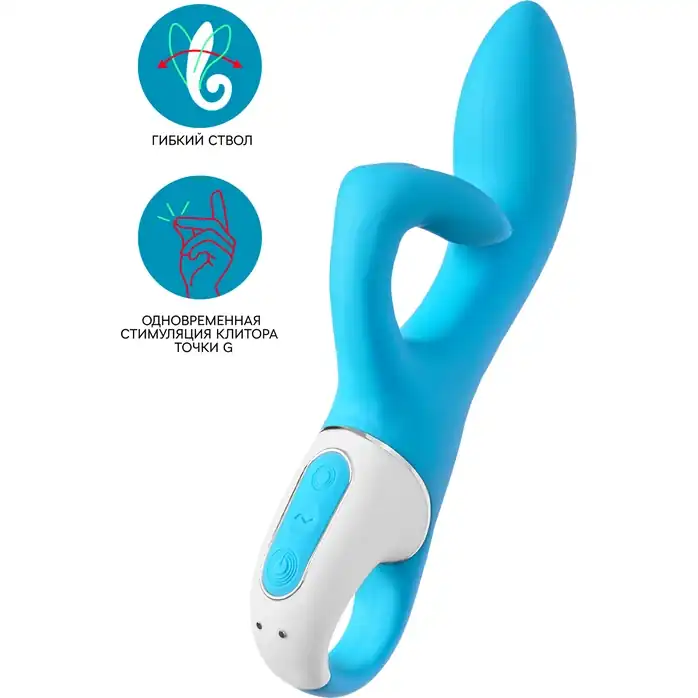 Бирюзовый вибратор-кролик Embrace Me - 21,2 см. Фотография 3.
