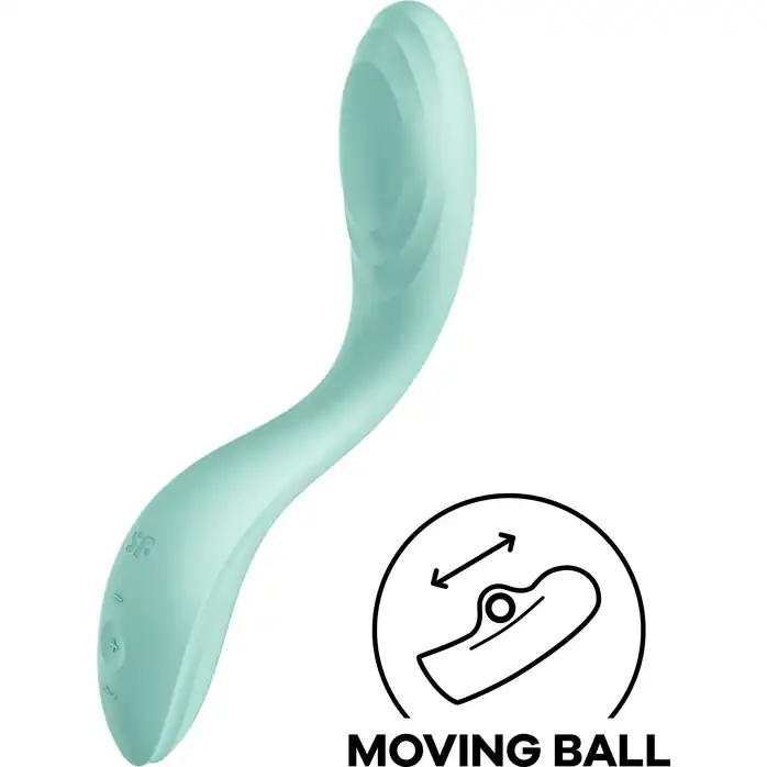 Мятный вибромассажер Rrrolling Pleasure с движущимся шариком - 23 см. Фотография 3.