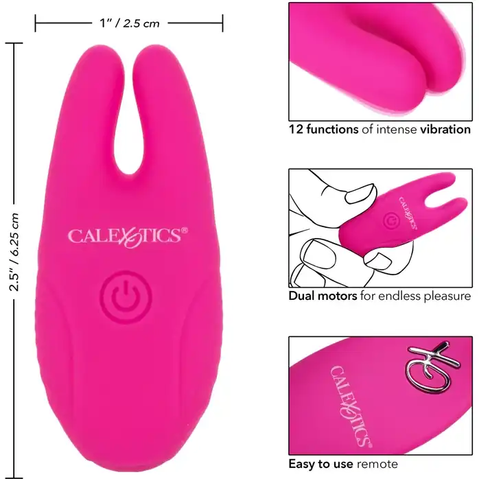 Розовые зажимы для сосков с дистанционным управлением Silicone Remote Nipple Clamps. Фотография 3.