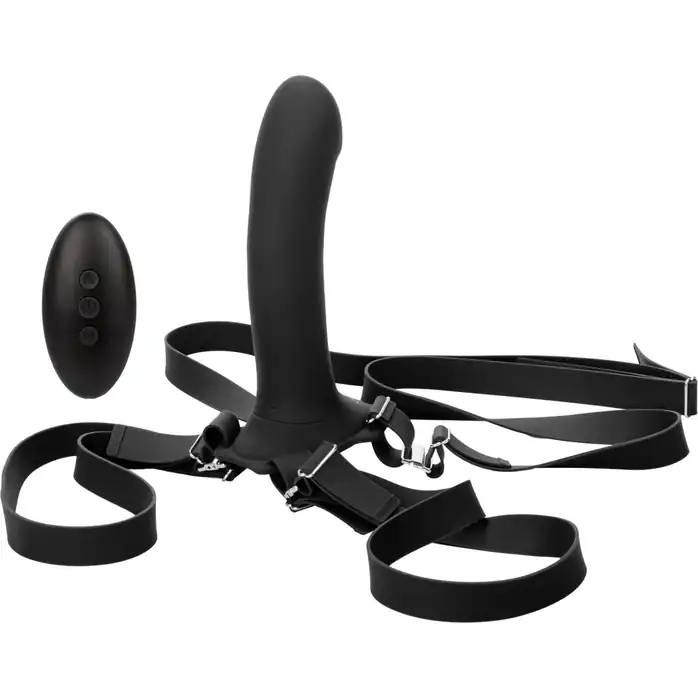Черный женский страпон с вибрацией Me2 Remote Rumbler - 16,5 см - Her Royal Harness