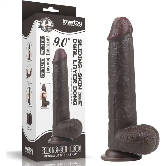 Коричневый фаллоимитатор Sliding-Skin Dong 9.0 - 23 см.. Фотография 2.
