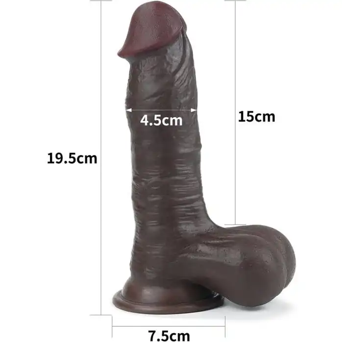 Темнокожий фаллоимитатор с присоской 7.8 Sliding Skin Dual Layer Dong - 19,5 см. Фотография 3.